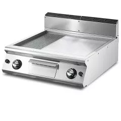 Grill pe gaz cu placa 2/3 neteda si 1/3 striata, de banc, 695x610 mm