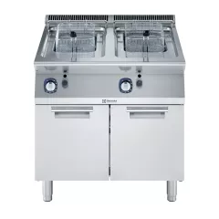 Friteuza autonoma alimentare gaz Electrolux Professional , 7+7 litri, cu 2 cuve in forma de „V” (arzatoare externe) si 2 cosuri