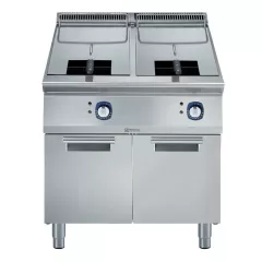 Friteuza electrica Electrolux Professional, 15+15 litri, cu 2 cuve in forma de „V” (elementi de incalzire externi) si 2 cosuri