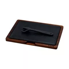 Platou servire fonta cu suport din lemn 20 x 30 cm - LAVA