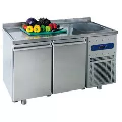 Masa rece, 2 usi, cu rebord, cuva dreapta, 281 litri