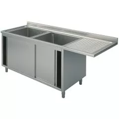 Spalator 2 cuve, picurator suspendat dreapta, suport dulap, 1600x600 mm