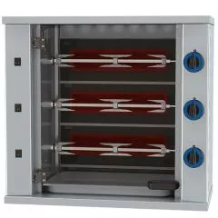 Gill pe gaz pentru pui, iluminat, 3 tepuse pentru 9 pui