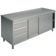 Masa tip dulap, usi glisante, sertare stanga, fara rebord, 2000x600 mm