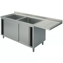Spalator 2 cuve, picurator suspendat dreapta, suport dulap, 1600x700 mm