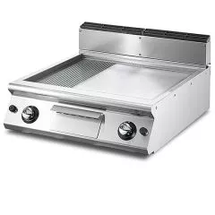 Grill pe gaz cu placa cromata 2/3 neteda si 1/3 striata, de banc, 695x610 mm