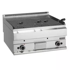 Grill pe gaz cu roca vulcanica, de banc