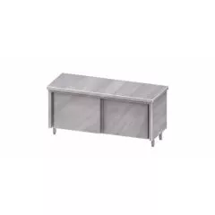 MASA DE LUCRU TIP DULAP DIN INOX CU 2 USI GLISANTE