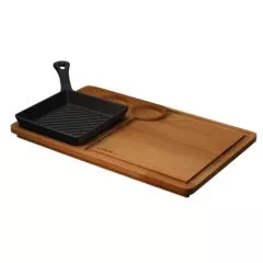 Set tigaie grill 16 x 16 cm si suport servire - LAVA