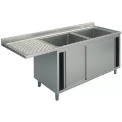 Spalator 2 cuve, picurator suspendat stanga, suport dulap, 1800x700 mm