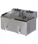 Friteuza electrica, robinet de golire, de banc, capacitate ulei 8+8 litri