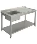 Spalator 1 cuva, picurator dreapta, cu polita,  1400x700 mm