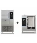 Cuptor electric combi SkyLine PremiumS cu boiler, 10x GN 1/1 si Blast Chiller Skyline 10 tavi GN 1/1 cu IoT, kit conexiune inclus
