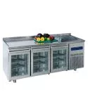 Masa rece, 3 usi cu geam, cu rebord, cuva dreapta, 474 litri