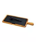 Platou servire fonta cu suport din lemn 17 x 37 cm - LAVA