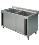 Spalator 2 cuve, suport tip dulap, usi glisante, 1600x600 mm