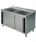 Spalator 2 cuve, suport tip dulap, usi glisante, 1200x600 mm