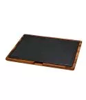 Platou servire fonta cu suport din lemn 30 x 40 cm - LAVA