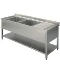 Spalator 2 cuve, picurator dreapta, cu polita, 2000x700 mm
