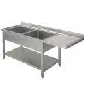 Spalator 2 cuve cu picurator suspendat dreapta, 1600x600 mm