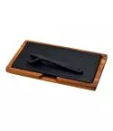Platou servire fonta cu suport din lemn 16 x 30 cm - LAVA