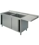 Spalator 2 cuve, picurator suspendat dreapta, suport dulap, 2000x700 mm