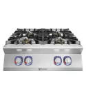 Masina de gatit cu 4 arzatoare EcoFlame Ø 100 mm, alimentare gaz; Putere arzatoare: 4x 10 kW; Panouri laterale din otel inoxidabil cu finisaje Scotch Brite