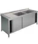 Spalator 2 cuve, picurator stanga, dulap cu usi glisante, 1800x600 mm
