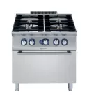 Masina de gatit Electrolux Professional cu 4 arzatoare (5,5 kW fiecare), alimentare pe gaz, si cuptor alimentare pe gaz (6 kW)