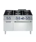 Masina de gatit Electrolux Professional cu 6 arzatoare (5,5 kW fiecare), alimentare gaz, si cuptor alimentare pe gaz (6 kW) si dulap