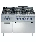 Masina de gatit cu 6 arzatoare (2x10 kW, 4x6 kW) Electrolux Professional, alimentare gaz, si cuptor alimentare pe gaz (8,5 kW) cu dulap