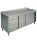 Masa tip dulap, usi glisante, sertare stanga, cu rebord, 1800x600 mm