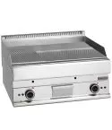 Grill electric cu placa cromata 2/3 neteda si 1/3 cu caneluri, de banc, 695x520 mm