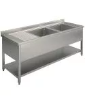 Spalator 2 cuve, picurator stanga, cu polita, 2000x700 mm