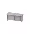 MASA DE LUCRU TIP DULAP DIN INOX CU 2 USI GLISANTE