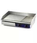 Grill electric cu placa neteda si striata, dublu, de banc, 720x400 mm