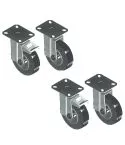Set 4 rotile pentru suport cuptor brutarie/pizza (2 cu frana)
